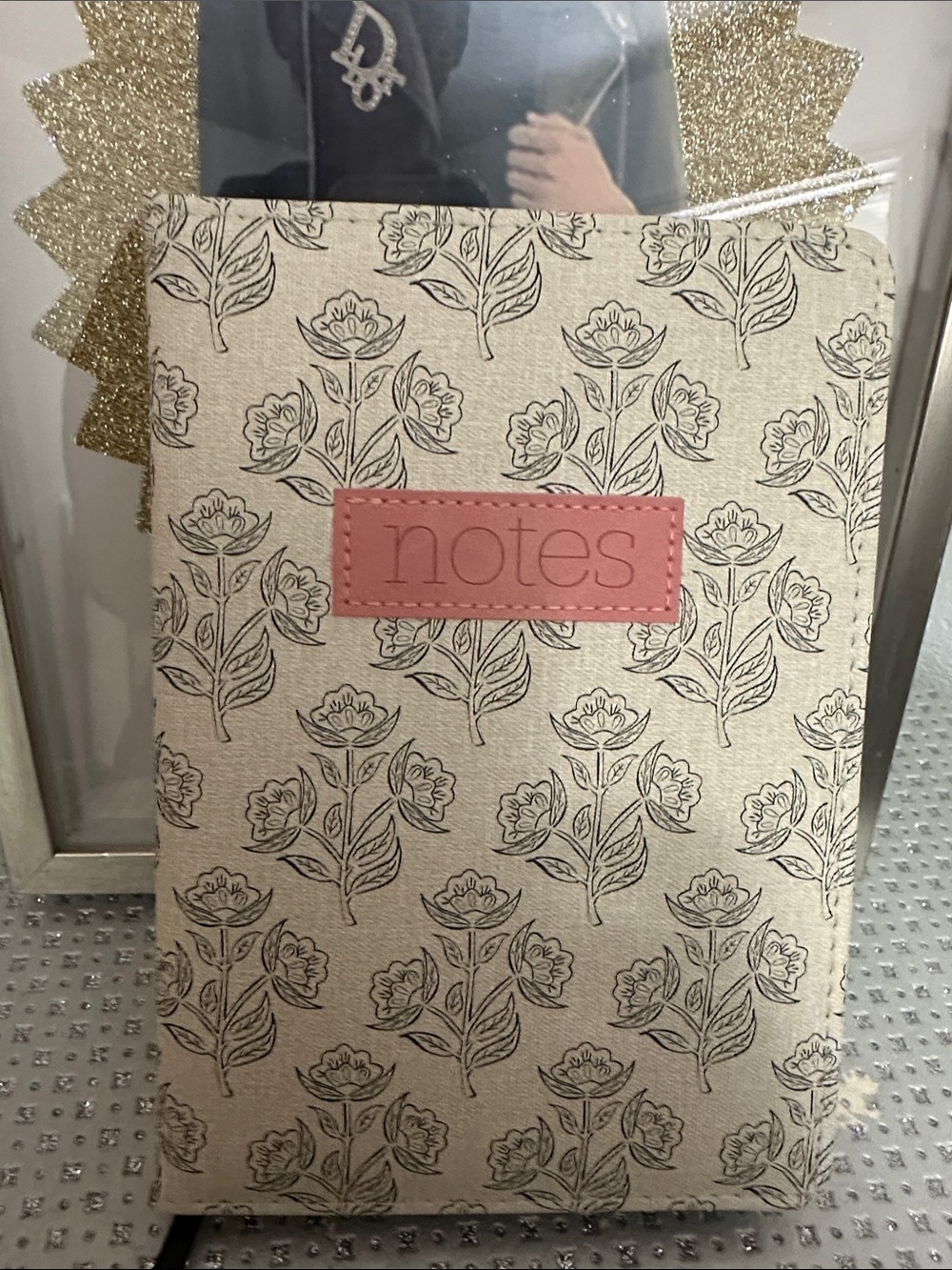 Faux Leather 400 Page Journal with Floral Pattern